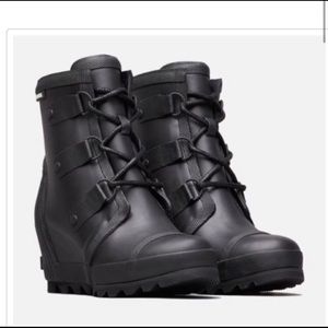 Sorel Joan Wedge Rain Lace Waterproof Rubber Boots